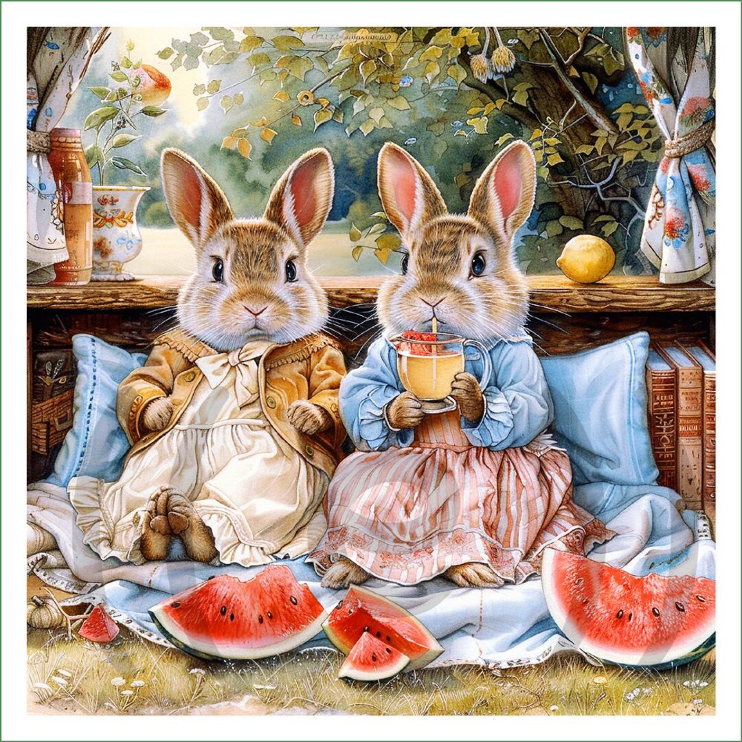 Fabric Panel - DI (394) - Fancy Rabbit. for Sewing, Patchwork, Quilting ...