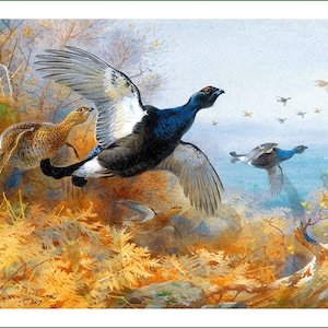 panneau de tissu - Archibald Thorburn (15). Pour la couture, le patchwork, le matelassage. Tissu, panneaux de tissu, panneaux de surface composée, panneau de tissu pour le matelassage