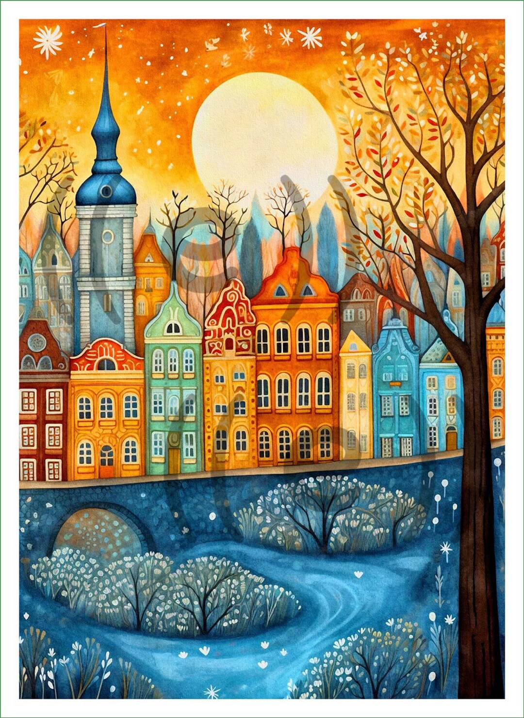 Fabric Panel DI 4 World Cities Copenhagen Denmark. for Sewing