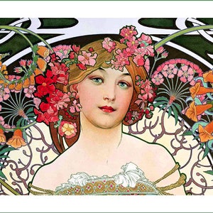 panel de tela Alphonse Mucha 74. Para coser, patchwork, acolchar. Paneles de tela, paneles de edredón, tela art nouveau, Mucha, Alphonse Mucha imagen 1