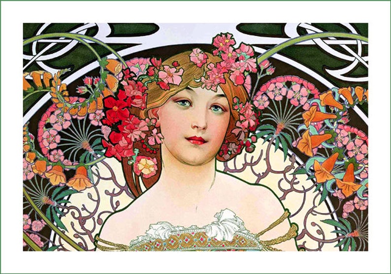 panel de tela Alphonse Mucha 74. Para coser, patchwork, acolchar. Paneles de tela, paneles de edredón, tela art nouveau, Mucha, Alphonse Mucha imagen 1