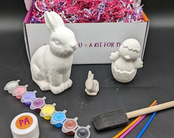 Easter Cuties Pottery Painting Kit, Easter craft, kids' Easter activity, screen-free fun!