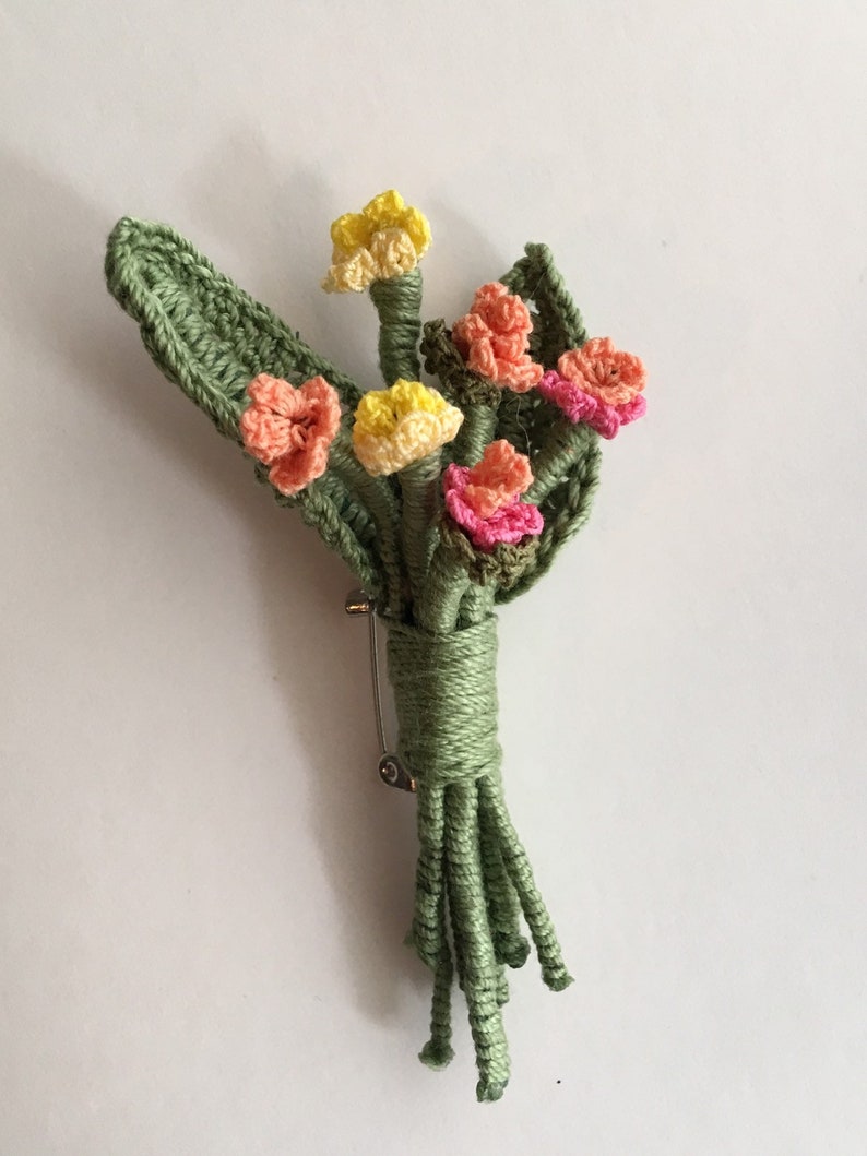 FLORAL BOUTONNI\u00c8RES CROCHET flowers spring bouquet brooch pin free shipping