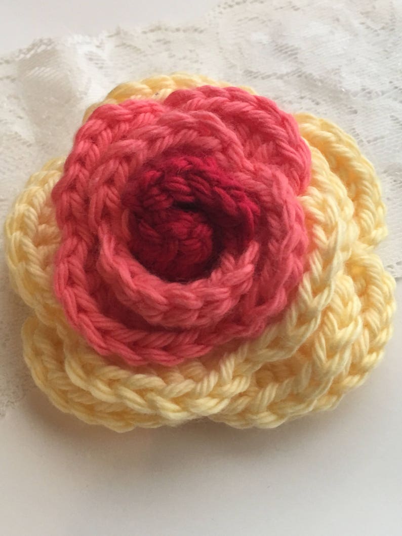 PIN HAT PIN crochet rose brooch