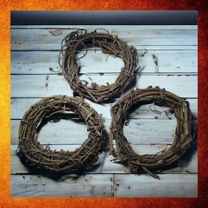 3 Twig and Vine Wreath Bases.  Small 6.5 inches wide. Small door decor. Holiday decoration. Wreath making. Natural rustic vine wreaths.