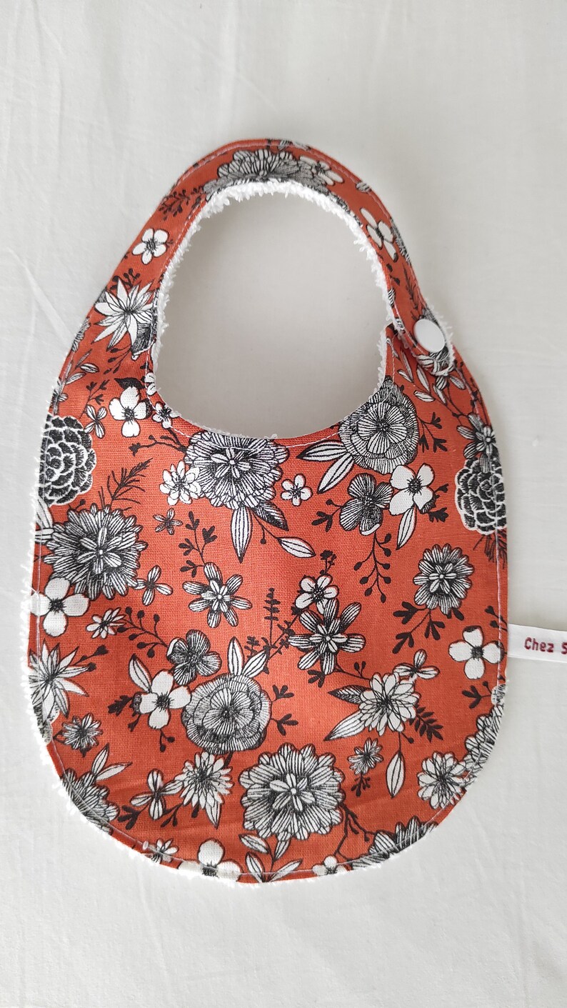 Birth bib FLEURI ORANGE collection image 3