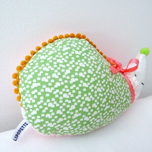 Doudou Hérisson SUNSHINE collection with bell combo green pale pink neon pink image 3