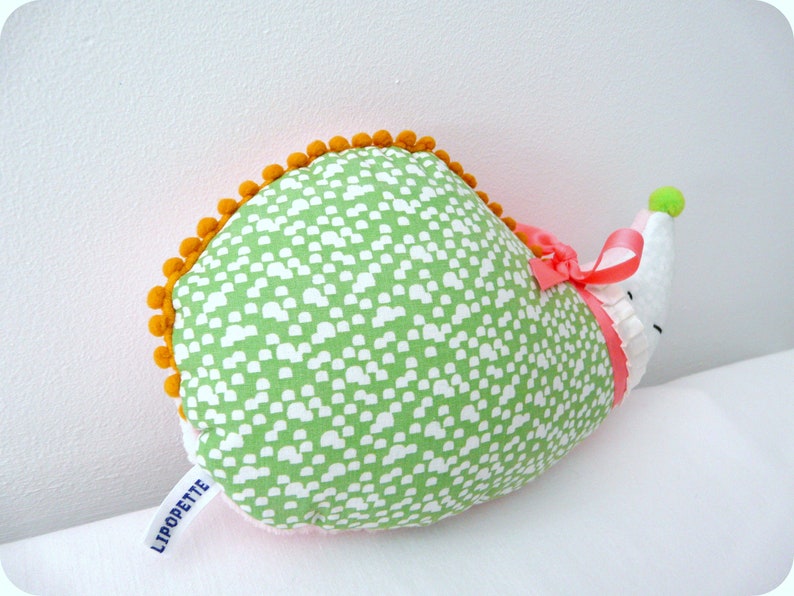 Doudou Hérisson SUNSHINE collection with bell combo green pale pink neon pink image 3