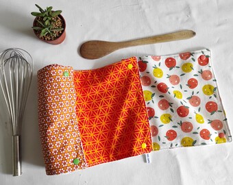 Verpakking van 6 herbruikbare, wasbare, afvalvrije papieren handdoeken - CITRUS