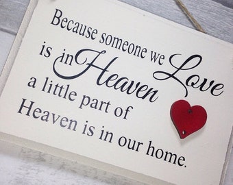 Heaven quote, wooden remembrance sign, heaven in our home, lost loved one, quoted plaque, in loving memory