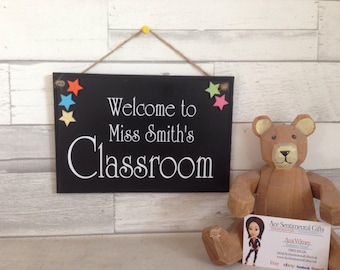 Personalised Classroom welcome sign,  new teacher gift, fun classroom door hanger,