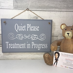 Treatment in progress notice, Chunky wooden door sign. Salon door hanger, do not disturb, therapy im session, quiet please, beauty, etc.
