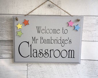 Fun personalised Classroom welcome sign, great for a newly qualified teacher.