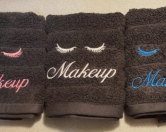 Embroidered Black Makeup Washcloth: Personalized Face Cloth