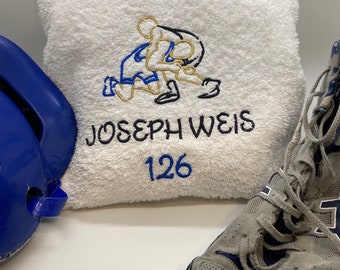 Personalized Wrestling Towel: Embroidered Name, Weight, School