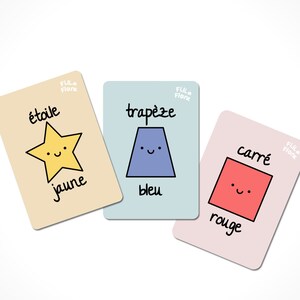 French Colours Flashcards, French Shapes Flashcards for Children, Educational Gift