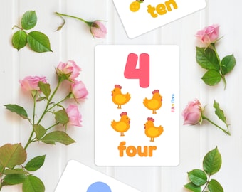 Counting Flashcards Numbers One to Ten 1-10 for Children, Educational Gift