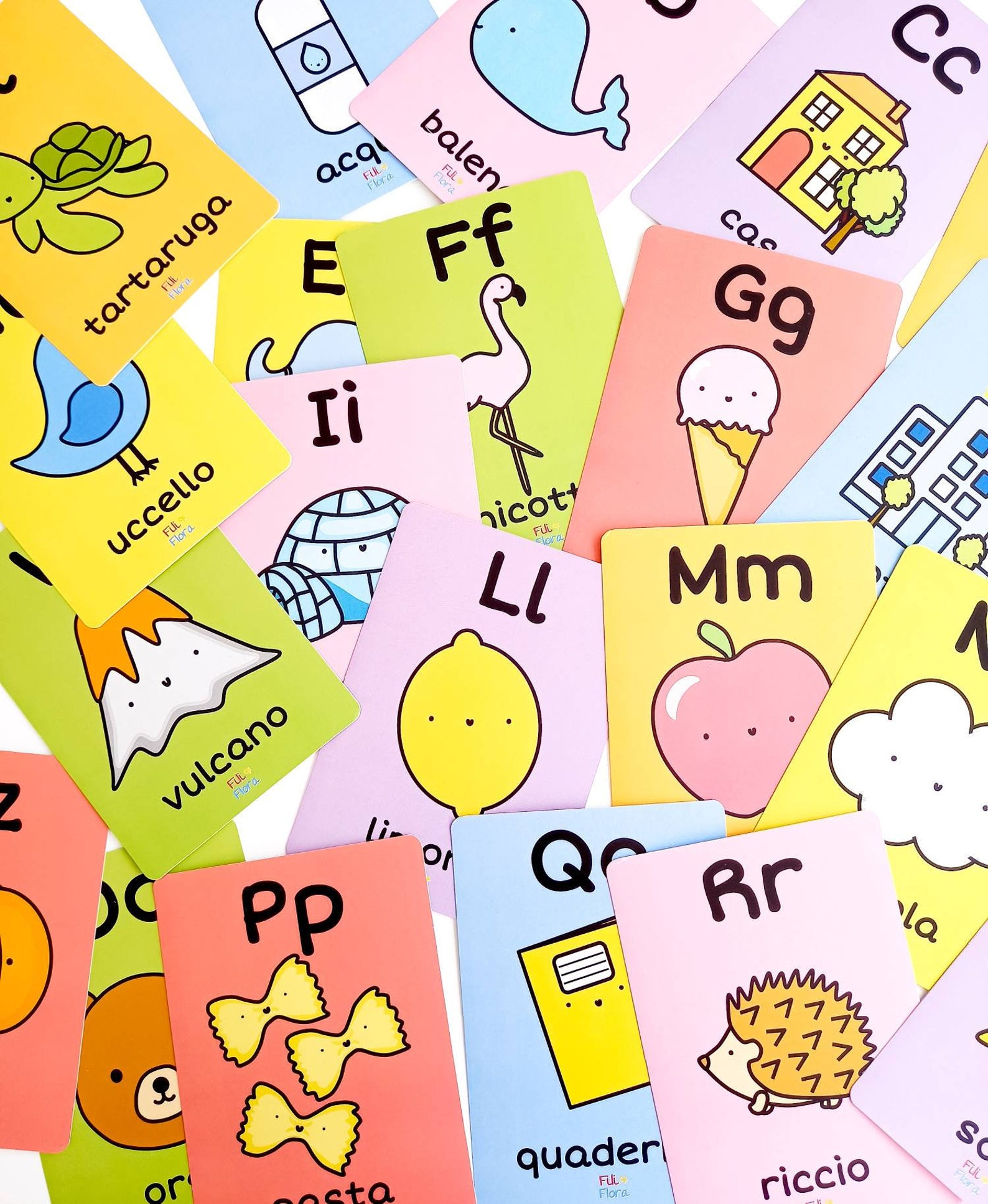 Italian Alphabet Flashcards for Children Educational Gift Etsy