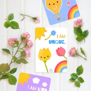 Positive Affirmation Karteikarten für Kinder, druckbare PDF Download Karteikarten Achtsamkeit & Wohlbefinden