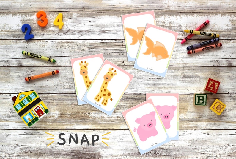 Animal Flashcards Game Snap And Memory Game for Children Etsy