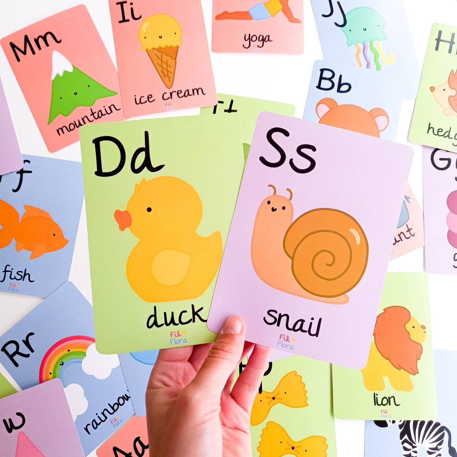 colourful alphabet flashcards for children printable pdf etsy