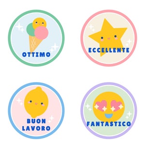 Italian Stickers for Teachers - Praise Stickers - Well done stickers Printable