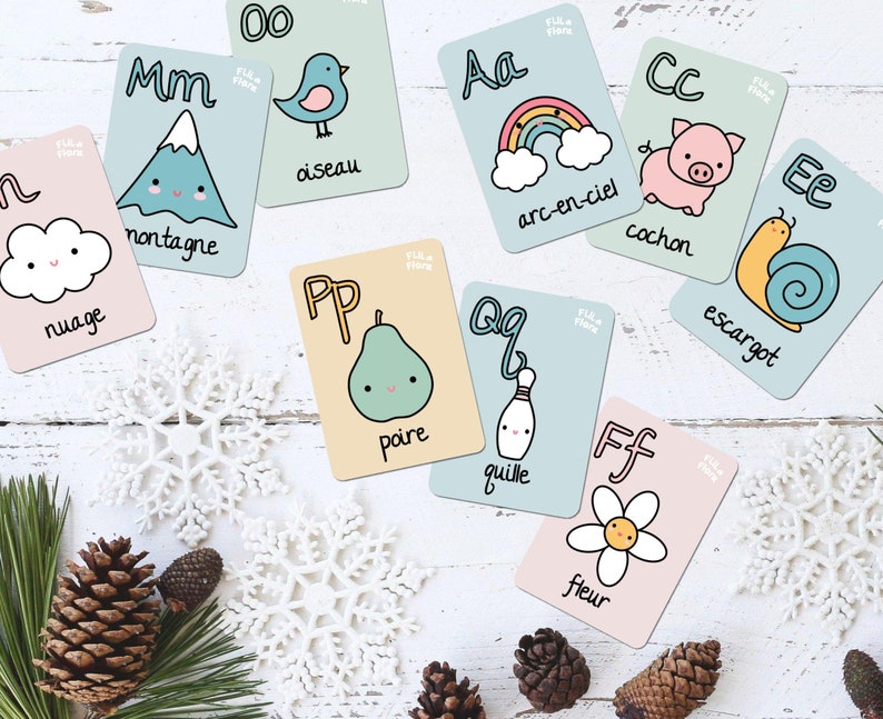 French Alphabet Flashcards Educational Gift Learning Cards Etsy