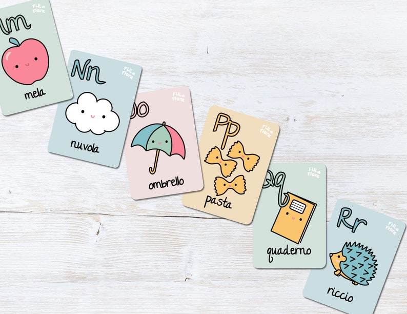 Italian Alphabet Printable Flashcards for Children Etsy