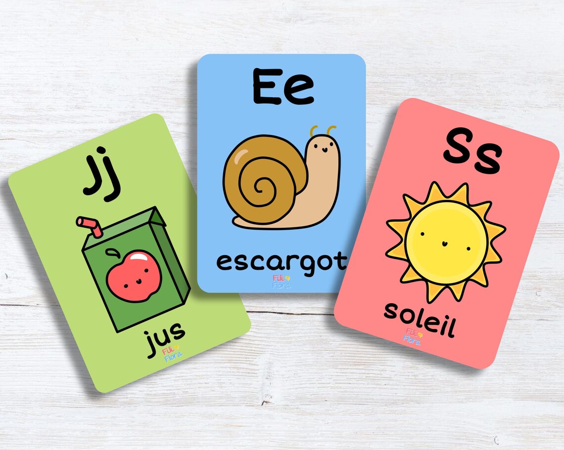 French Alphabet Flashcards for Children Educational Gift Etsy