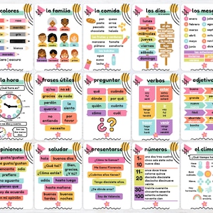 Spanish Language Learning Flashcards & Posters Printable