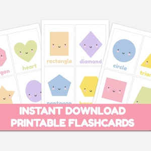 Shapes Flashcards Pastel Colours Printable, Download