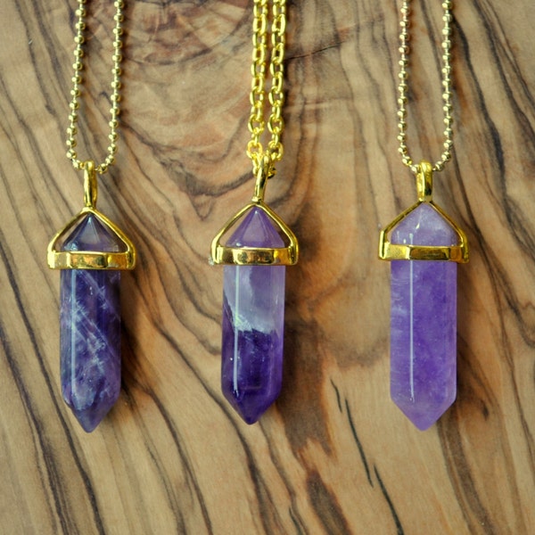Amethyst Healing Pendant Crystal Necklace