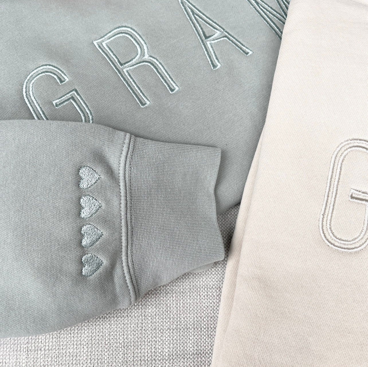 Embroidered Hearts on Sleeve Sweatshirt Add-On (MUST be purchased with a sweatshirt)
