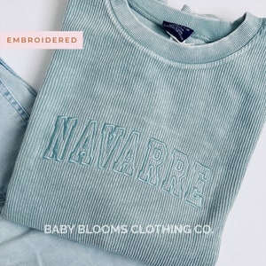 Customizable Embroidered Varsity Letter Corded Crewneck Sweatshirt