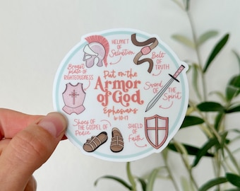 Kids Armor of God Sticker | Bible Verse Water Bottle Sticker | Journal Sticker | Christianity Sticker | Christian Gifts | New Believer Gifts