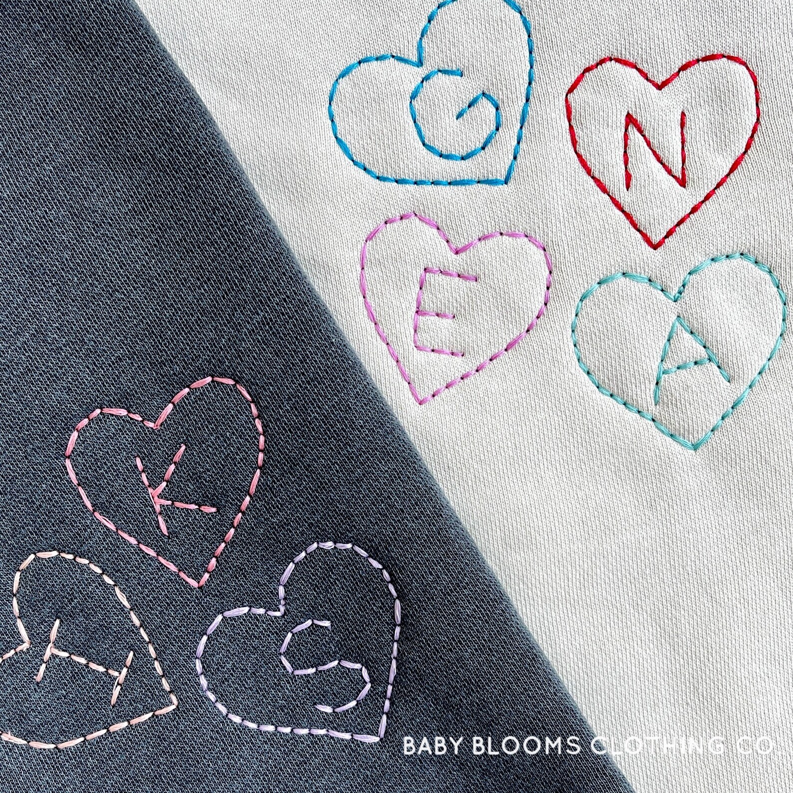 Customizable Embroidered Initials and Hearts Love Sweatshirt ...