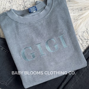 Corded Monochromatic Embroidered Mama Crewneck Sweatshirt | Gift for Mom Nana Gigi | Neutral Tone on Tone