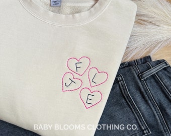 Customizable Embroidered Initials and Hearts Love Sweatshirt | Valentine's Day | Mama Gift | Mother's Day