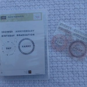 Banner Surprise, Exclusive My Paper Pumpkin stamp set by Stampin&#39; Up, set of 9 stamps