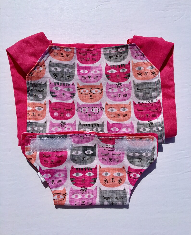 doll diaper washable pink cat made in Quebec Christmas gift girl gift doll diaper cat doll accessories washable Doll diaper