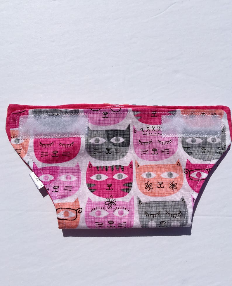 doll diaper washable pink cat made in Quebec Christmas gift girl gift doll diaper cat doll accessories washable Doll diaper