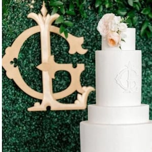 Wedding Monogram Sign Vintage Style Shuler Studio Gold