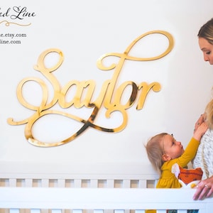 Gold Mirror Baby Name Room Decoration, Gold Above the Crib Nursery Decor image 1