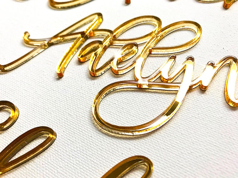 Gold Mirror Laser Cut Place Card Names for Wedding or Event Etsy