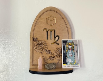 Virgo Zodiac Sign Altar Shelf for Tarot and Offerings Display shrine