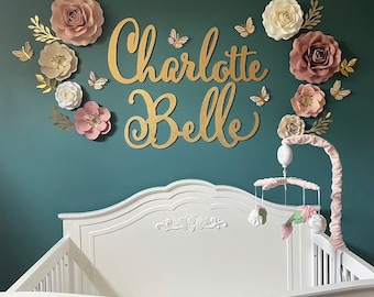 first and middle two name sign for nursery wall decoration above a crib