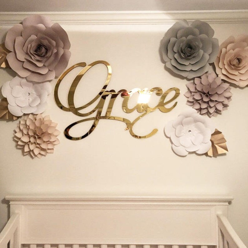 Gold Mirror Baby Name Room Decoration Gold Above the Crib Etsy
