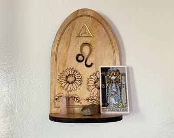 Leo Zodiac Sign Altar Shelf for Tarot and Offerings Display shrine