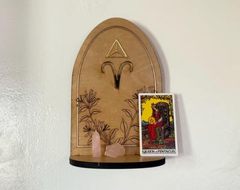 Aries Zodiac Sign Altar Shelf for Tarot and Offerings Display