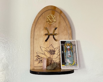 Pisces Zodiac Sign Altar Shelf for Tarot and Offerings Display shrine